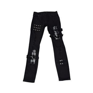 Social Collision Black White Plaid Patch Stinger Jeans Skinny Grunge Hot Topic